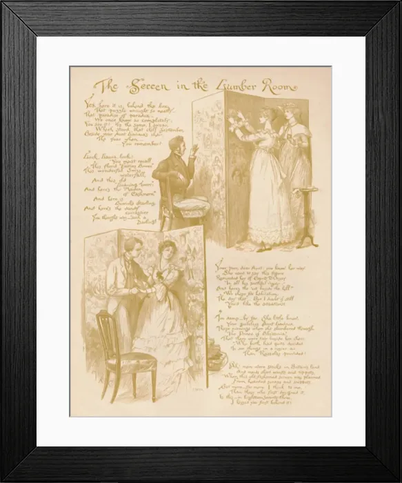 Framed Print : The Screen in the Lumber Room, 1886. Artist: Randolph Caldecott Framed Print : The Screen in the Lumber Room, 1886. Artist: Randolph Caldecott