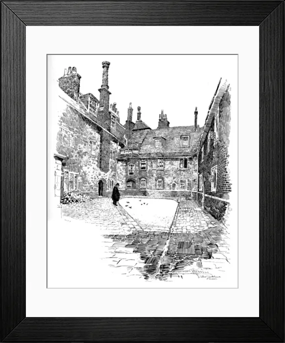 Framed Print : Old Charterhouse: In Washhouse Court, 1886. Artist: Joseph Pennell Framed Print : Old Charterhouse: In Washhouse Court, 1886. Artist: Joseph Pennell