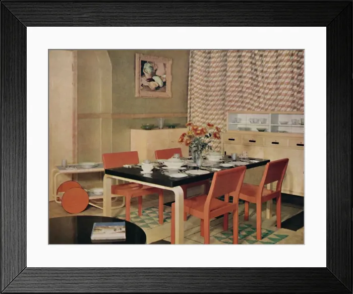 Framed Print : Dining Room with Finnish furniture, 1938 Framed Print : Dining Room with Finnish furniture, 1938
