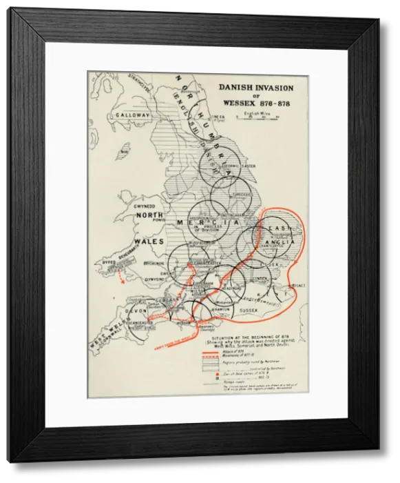 Framed Print : Danish Invasion of Wessex 876-878, (1935) Framed Print : Danish Invasion of Wessex 876-878, (1935)