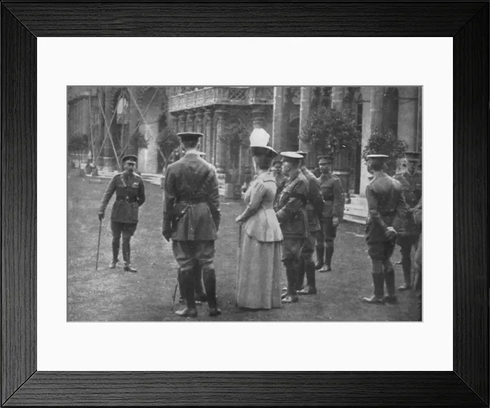 Framed Print : H. M. King George V and Queen Mary on the Eastern Lawns, 25th August 1915, (1939) Framed Print : H. M. King George V and Queen Mary on the Eastern Lawns, 25th August 1915, (1939)
