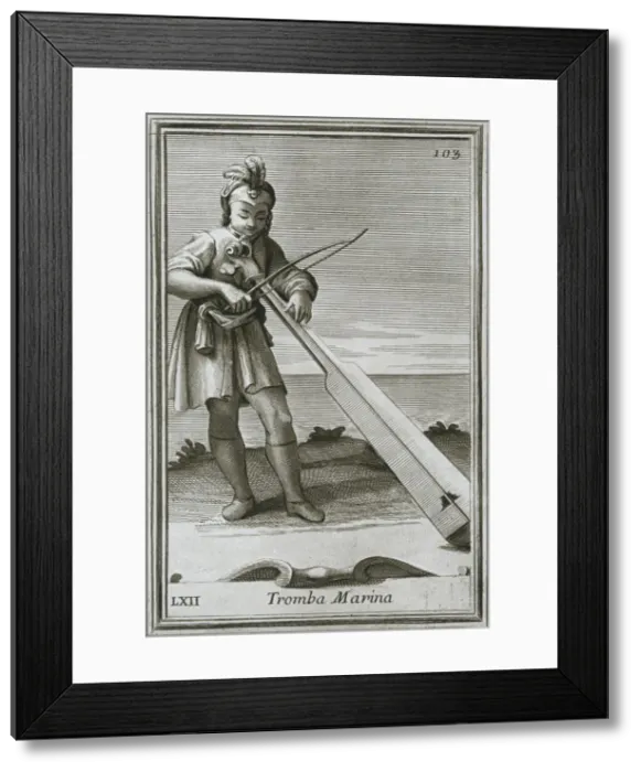 Framed Print : Trumscheit (tromba marina); engraving from F. Bonannis book Cabinetto armonico Framed Print : Trumscheit (tromba marina); engraving from F. Bonannis book Cabinetto armonico