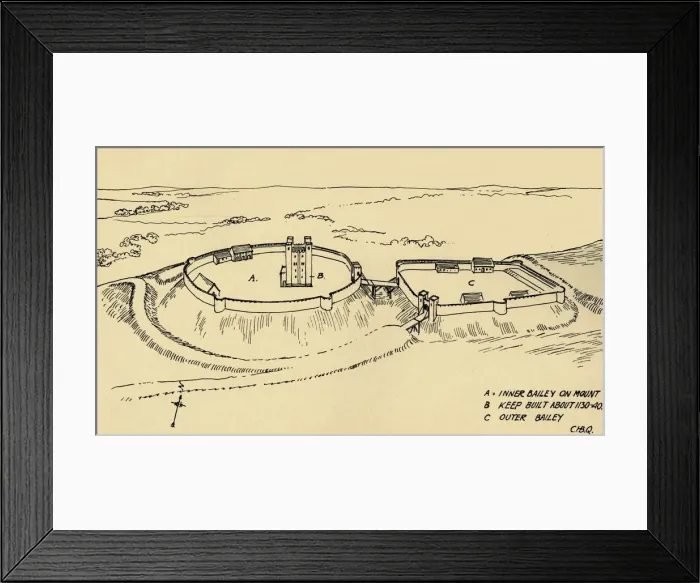 Framed Print : Birds Eye View of Castle Hedingham, Essex (Partial Reconstruction. ), (1931) Framed Print : Birds Eye View of Castle Hedingham, Essex (Partial Reconstruction. ), (1931)