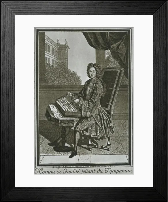 Framed Print : Dulcimer (tympanum), French engraving of the seventeenth century, 1948