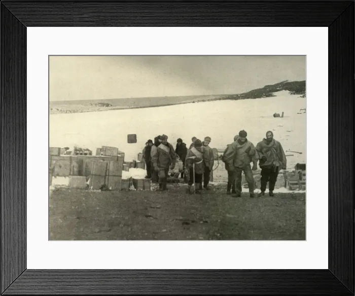 Framed Print : The Party Which Ascended Mount Erebus Leaving The Hut, 1908, (1909) Framed Print : The Party Which Ascended Mount Erebus Leaving The Hut, 1908, (1909)