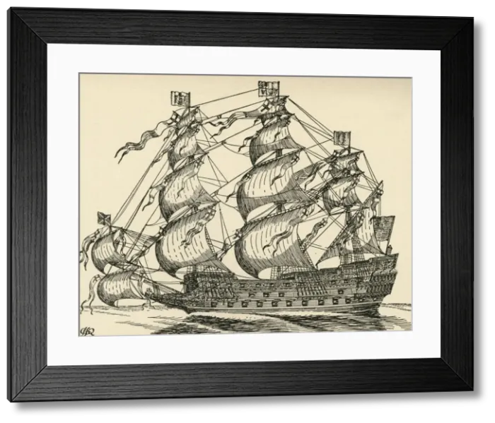 Framed Print : The Sovereign of the Seas, (1931). Artist: Charles Henry Bourne Quennell Framed Print : The Sovereign of the Seas, (1931). Artist: Charles Henry Bourne Quennell