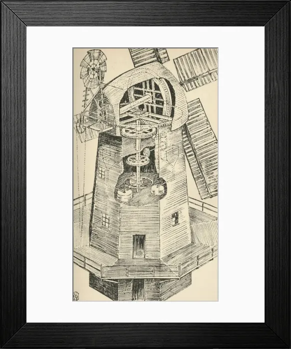 Framed Print : A Smock Mill, (1931). Artist: Charles Henry Bourne Quennell Framed Print : A Smock Mill, (1931). Artist: Charles Henry Bourne Quennell