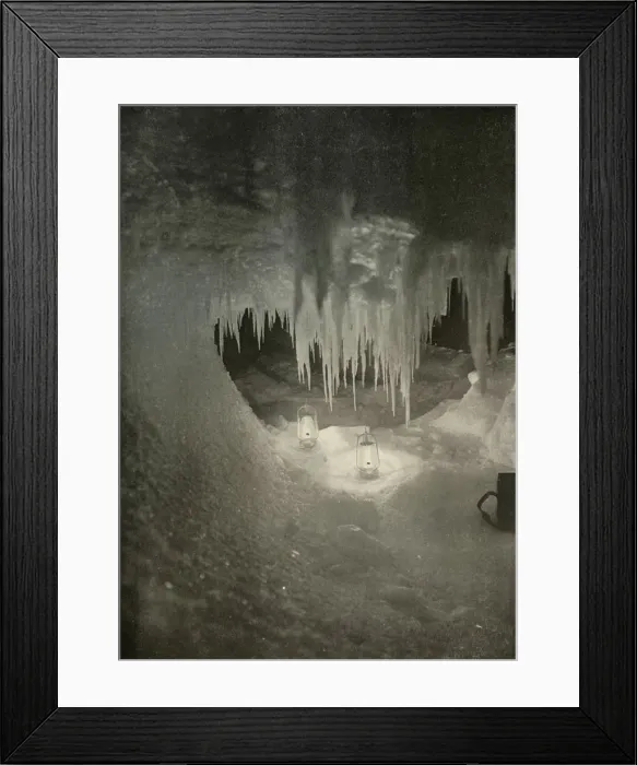 Framed Print : An Ice Cavern in the Winter. Photographed by the Light of Hurricane Lamps, c1908, (1909) Framed Print : An Ice Cavern in the Winter. Photographed by the Light of Hurricane Lamps, c1908, (1909)