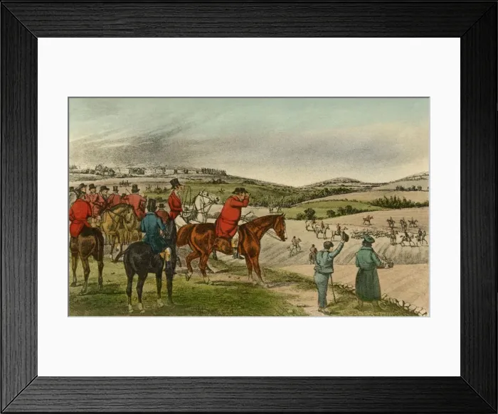 Framed Print : Mr. Jorrocks telegraphs the Fox, 1838. Artist: Henry Thomas Alken Framed Print : Mr. Jorrocks telegraphs the Fox, 1838. Artist: Henry Thomas Alken