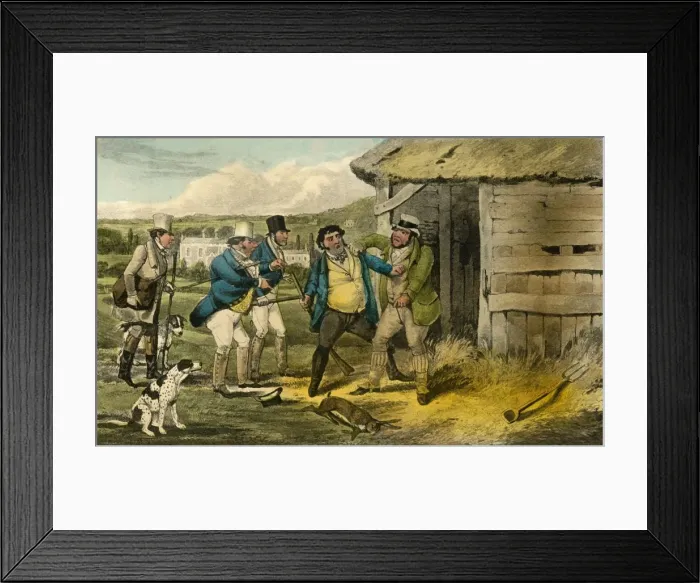Framed Print : Squire Cheatums Keeper attacks the Murderer of Old Tom, 1838. Artist: Henry Thomas Alken Framed Print : Squire Cheatums Keeper attacks the Murderer of Old Tom, 1838. Artist: Henry Thomas Alken