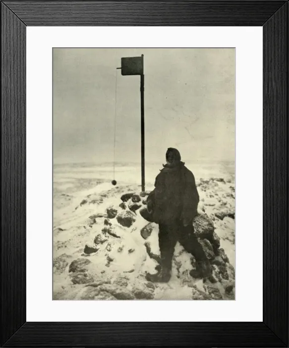 Framed Print : Professor David Standing By Mawsons Anemometer, c1908, (1909) Framed Print : Professor David Standing By Mawsons Anemometer, c1908, (1909)