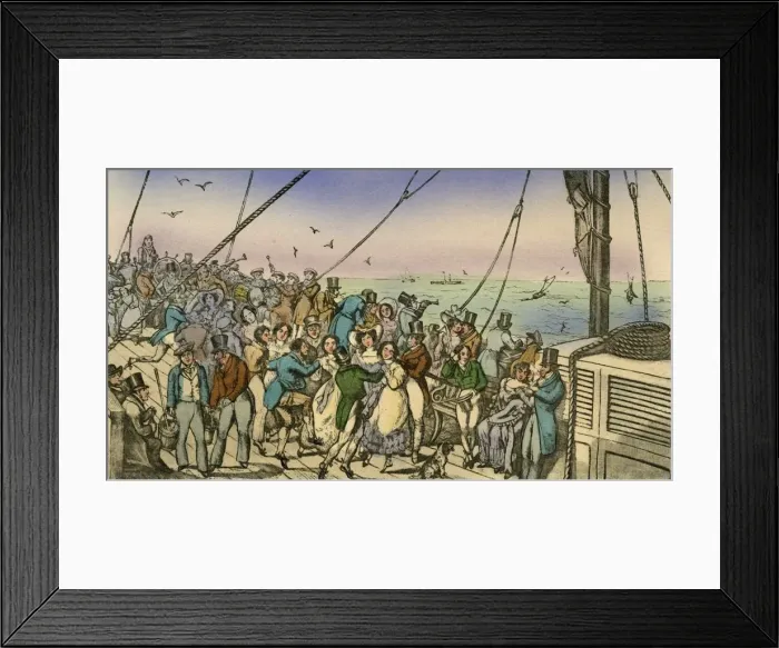 Framed Print : The Pleasures of a Margate Steam Packet, 1838. Artist: Henry Thomas Alken Framed Print : The Pleasures of a Margate Steam Packet, 1838. Artist: Henry Thomas Alken