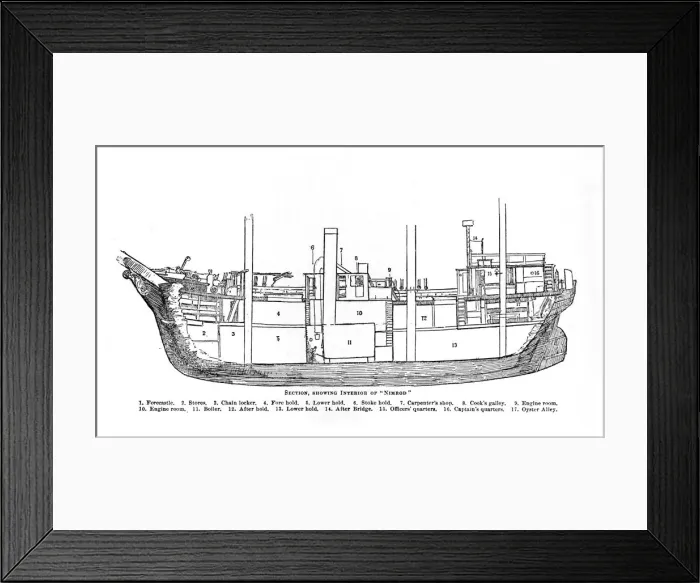 Framed Print : Section, Showing Interior of Nimrod. 1909 Framed Print : Section, Showing Interior of Nimrod. 1909