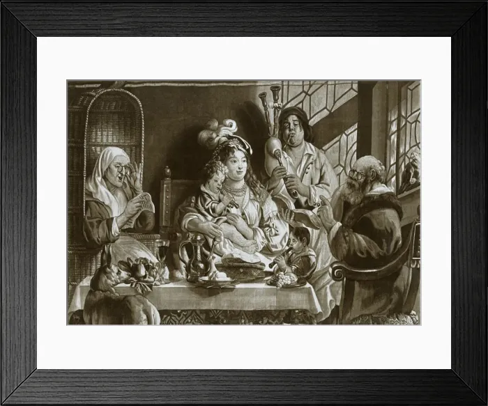 Framed Print : Soprano recorders and bagpipes; Brussels gobelin designed by Jacobus Jordaens, 1948 Framed Print : Soprano recorders and bagpipes; Brussels gobelin designed by Jacobus Jordaens, 1948