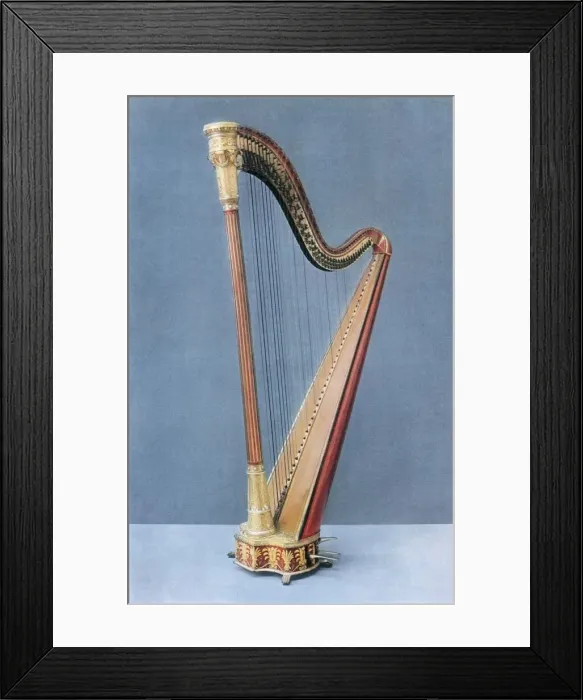 Framed Print : Double-pedal harp made by Erard Freres, Paris, mid-nineteenth century, 1948 Framed Print : Double-pedal harp made by Erard Freres, Paris, mid-nineteenth century, 1948