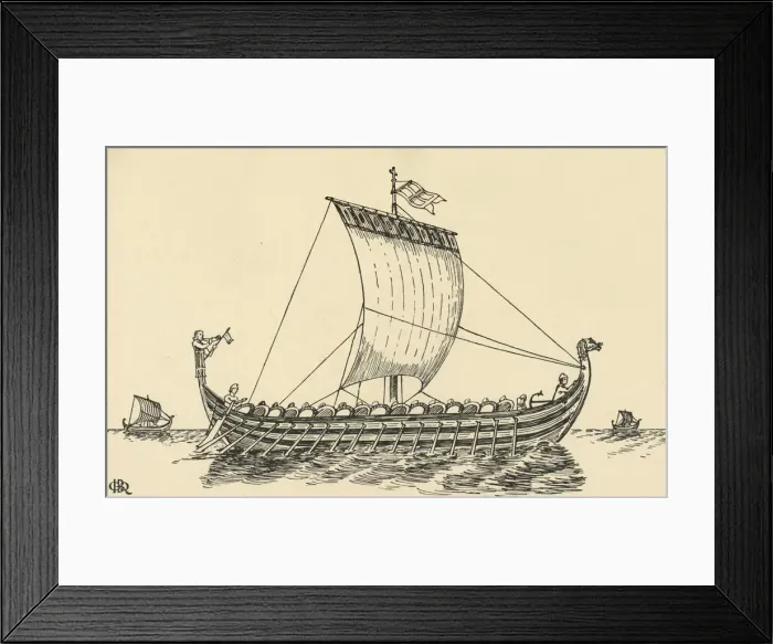 Framed Print : The Norman Ship (based on the Bayeux Tapestry), (1931). Artist: Charles Henry Bourne Quennell Framed Print : The Norman Ship (based on the Bayeux Tapestry), (1931). Artist: Charles Henry Bourne Quennell