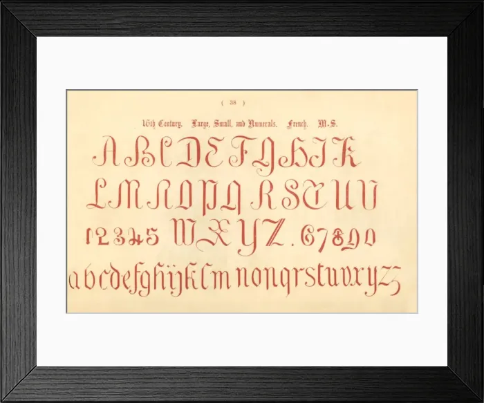 Framed Print : 16th Century. Large, Small and Numerals. French. MS. 1862