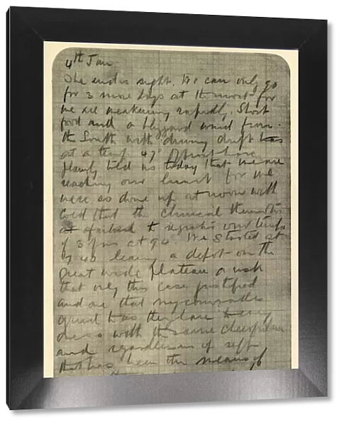 Facsimile of Page of Shackletons Diary, 4 January 1909
