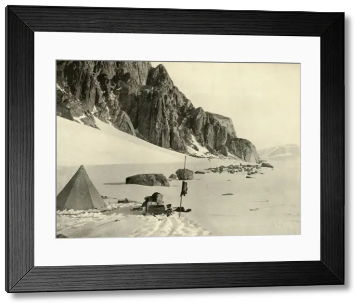 Framed Print : Lower Glacier Depot. The stores were buried in the snow, c1908, (1909) Framed Print : Lower Glacier Depot. The stores were buried in the snow, c1908, (1909)