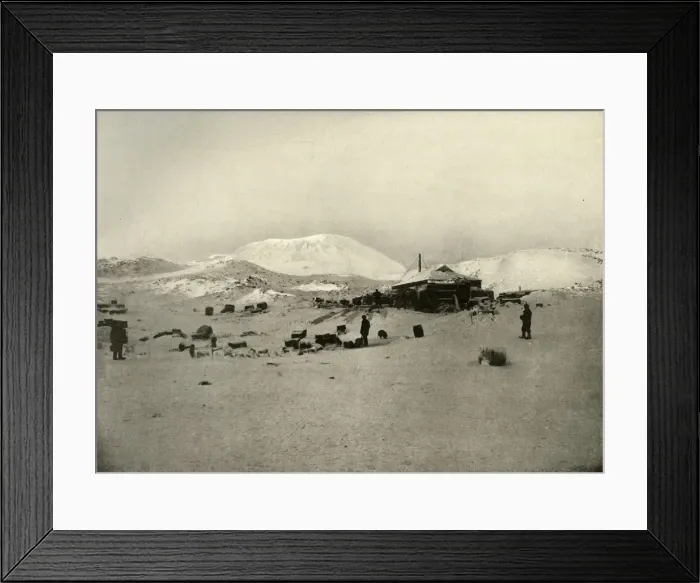 Framed Print : The Winter Quarters. With Mount Erebus in the Background, c1908, (1909) Framed Print : The Winter Quarters. With Mount Erebus in the Background, c1908, (1909)