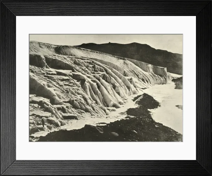 Framed Print : Side of Ferrar Glacier. Figure of Man in Lower Left Corner, c1908, (1909) Framed Print : Side of Ferrar Glacier. Figure of Man in Lower Left Corner, c1908, (1909)