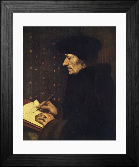 Framed Print : Erasmus, 1523, (1909). Artist: Hans Holbein the Younger Framed Print : Erasmus, 1523, (1909). Artist: Hans Holbein the Younger