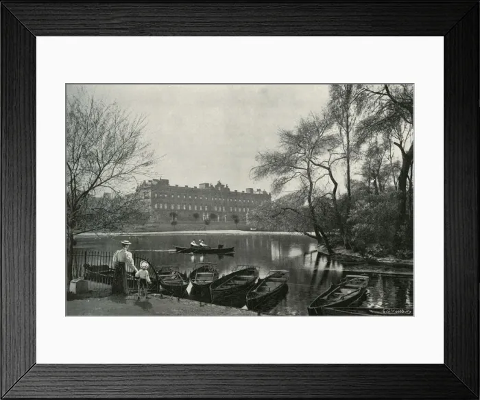 Framed Print : Buckingham Palace, (c1897). Artist: E&S Woodbury Framed Print : Buckingham Palace, (c1897). Artist: E&S Woodbury