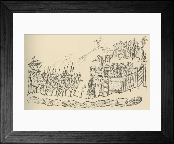 Framed Print : Anglo-Saxon Warriors Approaching a Fort, 1908 Framed Print : Anglo-Saxon Warriors Approaching a Fort, 1908