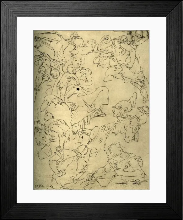 Framed Print : Studies for a Madonna with child and angels, mid 18th century, (1928). Artist Framed Print : Studies for a Madonna with child and angels, mid 18th century, (1928). Artist