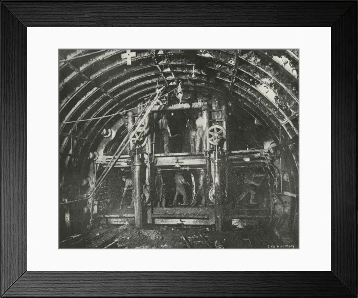Framed Print : Driving the Tunnel for the Waterloo and City Railway, (c1897). Artist: E&S Woodbury Framed Print : Driving the Tunnel for the Waterloo and City Railway, (c1897). Artist: E&S Woodbury