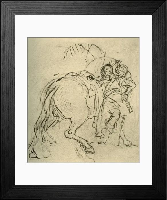 Framed Print : A rider leaning on his horse, c1740s, (1928). Artist: Giovanni Battista Tiepolo Framed Print : A rider leaning on his horse, c1740s, (1928). Artist: Giovanni Battista Tiepolo