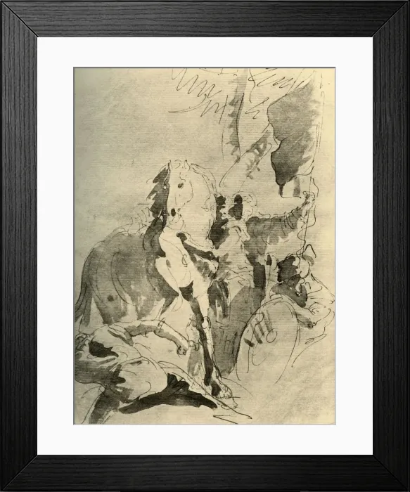 Framed Print : Group of Soldiers with a Horse, mid 18th century, (1928). Artist: Giovanni Battista Tiepolo Framed Print : Group of Soldiers with a Horse, mid 18th century, (1928). Artist: Giovanni Battista Tiepolo