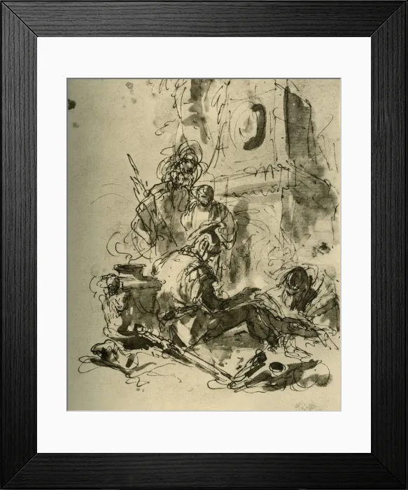 Framed Print : A Soldier seated, mid 18th century, (1928). Artist: Giovanni Battista Tiepolo Framed Print : A Soldier seated, mid 18th century, (1928). Artist: Giovanni Battista Tiepolo