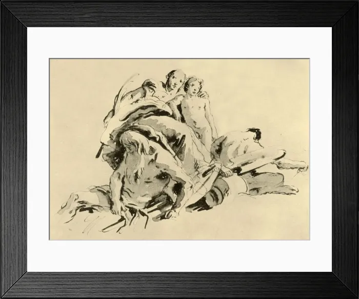 Framed Print : Young Woman with Boy, Rivergod and Satyr, mid 18th century, (1928) Framed Print : Young Woman with Boy, Rivergod and Satyr, mid 18th century, (1928)