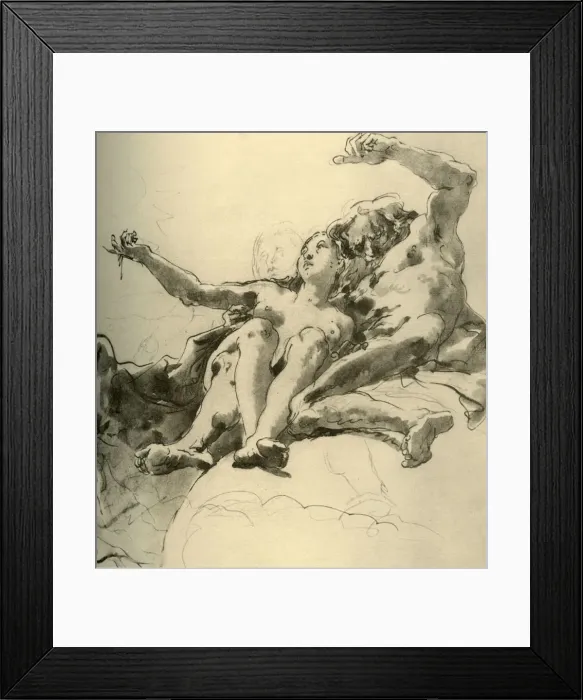 Framed Print : Elderly Man beside a Young Woman who points up to the Sun, mid 18th century, (1928) Framed Print : Elderly Man beside a Young Woman who points up to the Sun, mid 18th century, (1928)