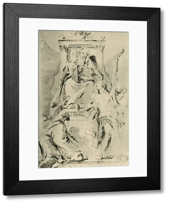 Framed Print : Madonna enthroned with Saints, mid 18th century, (1928). Artist: Giovanni Battista Tiepolo Framed Print : Madonna enthroned with Saints, mid 18th century, (1928). Artist: Giovanni Battista Tiepolo