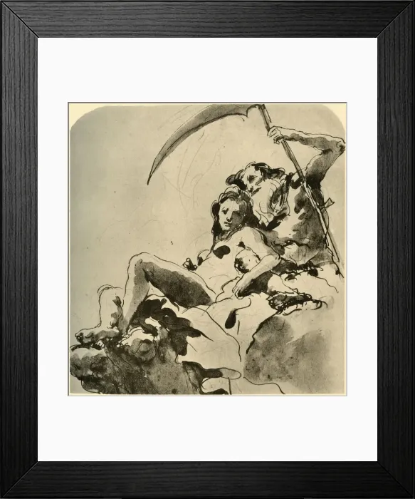 Framed Print : Chronos and a Young Woman, mid 18th century, (1928). Artist: Giovanni Battista Tiepolo Framed Print : Chronos and a Young Woman, mid 18th century, (1928). Artist: Giovanni Battista Tiepolo