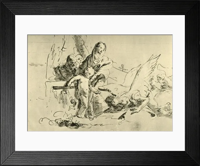 Framed Print : Holy Family and Angels, mid 18th century, (1928). Artist: Giovanni Battista Tiepolo Framed Print : Holy Family and Angels, mid 18th century, (1928). Artist: Giovanni Battista Tiepolo