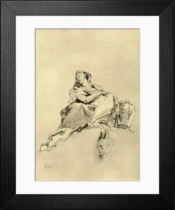 Framed Print : Young Woman sitting, holding a Jug by her side, mid 18th century, (1928). Artist Framed Print : Young Woman sitting, holding a Jug by her side, mid 18th century, (1928). Artist