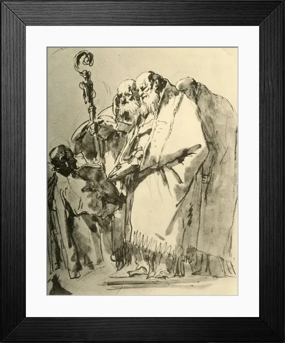 Framed Print : A Bishop, two other Priests and a Deacon with the Ritual, c1740s, (1928). Artist Framed Print : A Bishop, two other Priests and a Deacon with the Ritual, c1740s, (1928). Artist