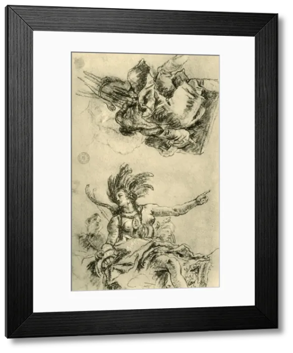 Framed Print : America, 1753, (1928). Artist: Giovanni Battista Tiepolo Framed Print : America, 1753, (1928). Artist: Giovanni Battista Tiepolo