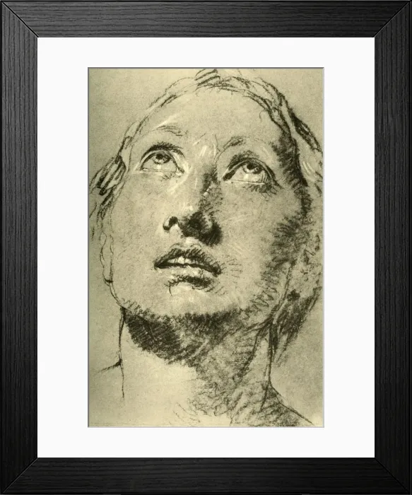 Framed Print : Head of a Young Woman, looking up, c1755, (1928). Artist: Giovanni Battista Tiepolo Framed Print : Head of a Young Woman, looking up, c1755, (1928). Artist: Giovanni Battista Tiepolo