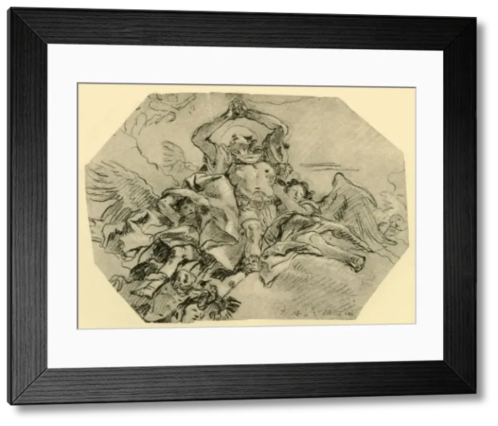 Framed Print : Praying Saint surrounded by Angels, 1762, (1928). Artist: Giovanni Domenico Tiepolo Framed Print : Praying Saint surrounded by Angels, 1762, (1928). Artist: Giovanni Domenico Tiepolo