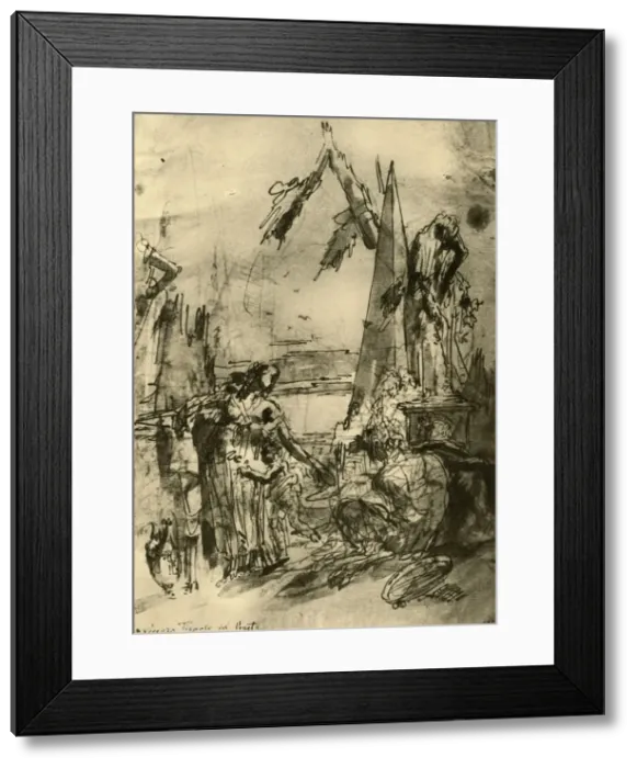 Framed Print : Capriccio, mid 18th century, (1928). Artist: Lorenzo Tiepolo Framed Print : Capriccio, mid 18th century, (1928). Artist: Lorenzo Tiepolo