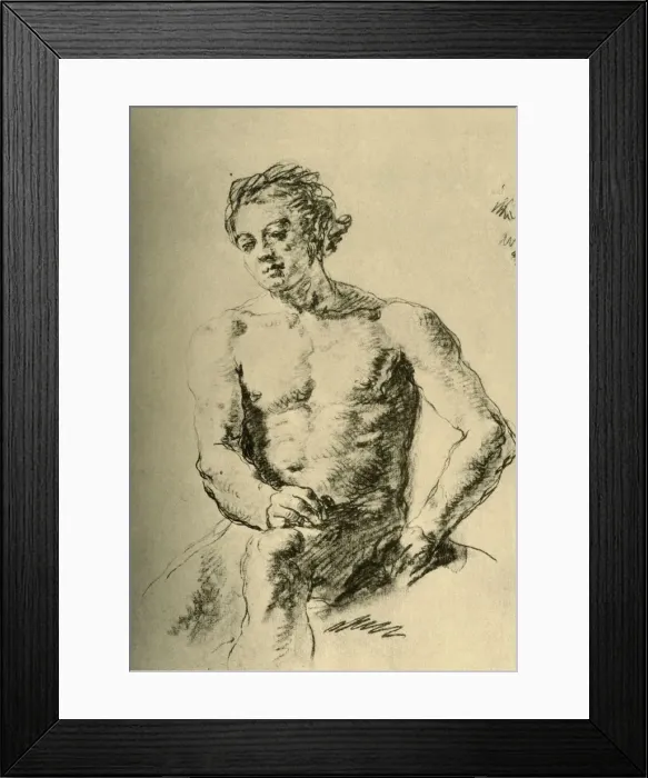 Framed Print : Nude seated, mid 18th century, (1928). Artist: Giovanni Battista Tiepolo Framed Print : Nude seated, mid 18th century, (1928). Artist: Giovanni Battista Tiepolo