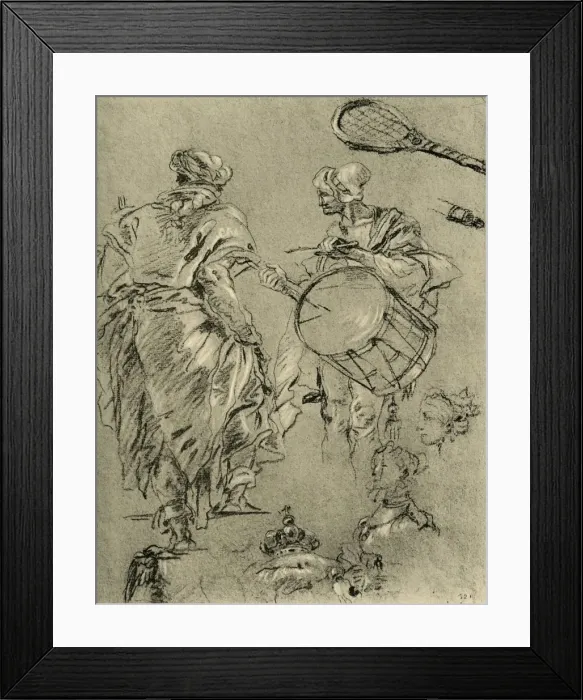 Framed Print : Man seen from behind; a drummer and small studies, 1751-1752, (1928). Artist Framed Print : Man seen from behind; a drummer and small studies, 1751-1752, (1928). Artist