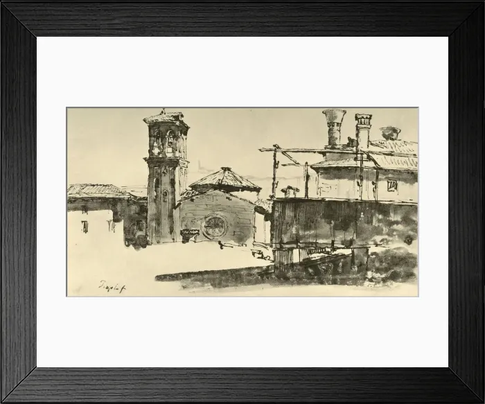 Framed Print : Group of Buildings, mid 18th century, (1928). Artist: Giovanni Battista Tiepolo Framed Print : Group of Buildings, mid 18th century, (1928). Artist: Giovanni Battista Tiepolo