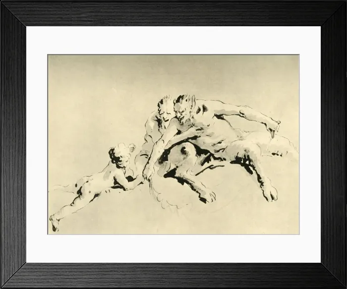 Framed Print : Two Fauns and a Cupid, mid 18th century, (1928). Artist: Giovanni Battista Tiepolo Framed Print : Two Fauns and a Cupid, mid 18th century, (1928). Artist: Giovanni Battista Tiepolo