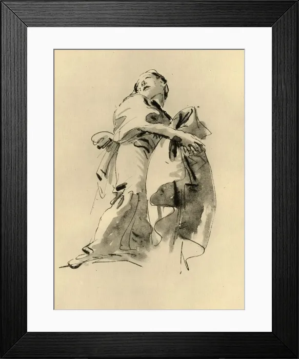 Framed Print : Woman bending to the right but looking up, mid 18th century, (1928)