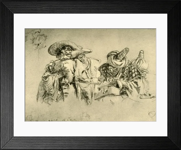 Framed Print : An Oriental Dealer in Jewels and two European Merchants, 1752-1753, (1928). Artist